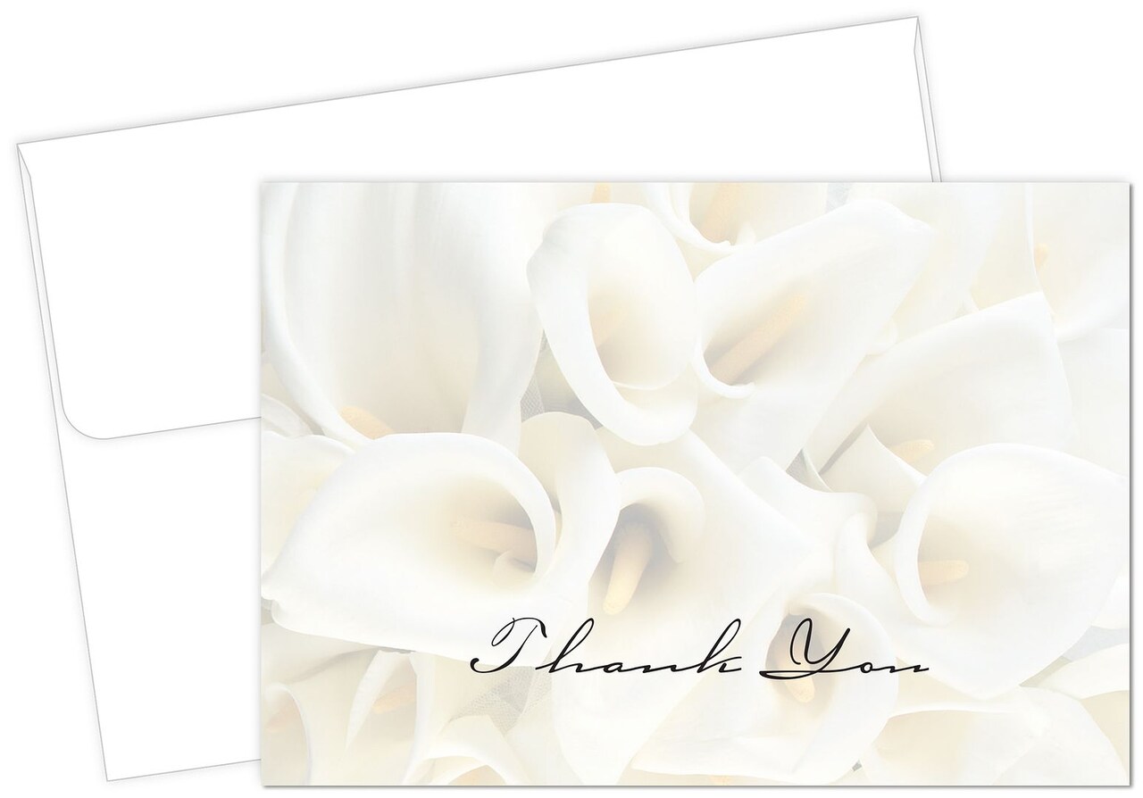 Great Papers! Thank You Note Card and White Envelope, White Calla Lilies, 4.75" x 3.375"(folded), 50 count